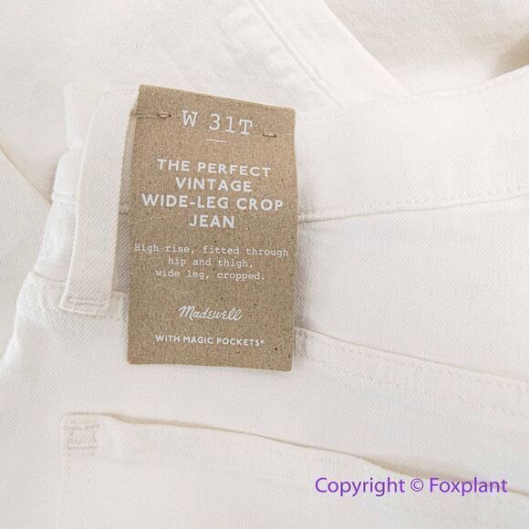 Madewell The Tall Perfect Vintage Wide-Leg Crop Jean Tile White,‎ 31 TALL - Picture 13 of 16